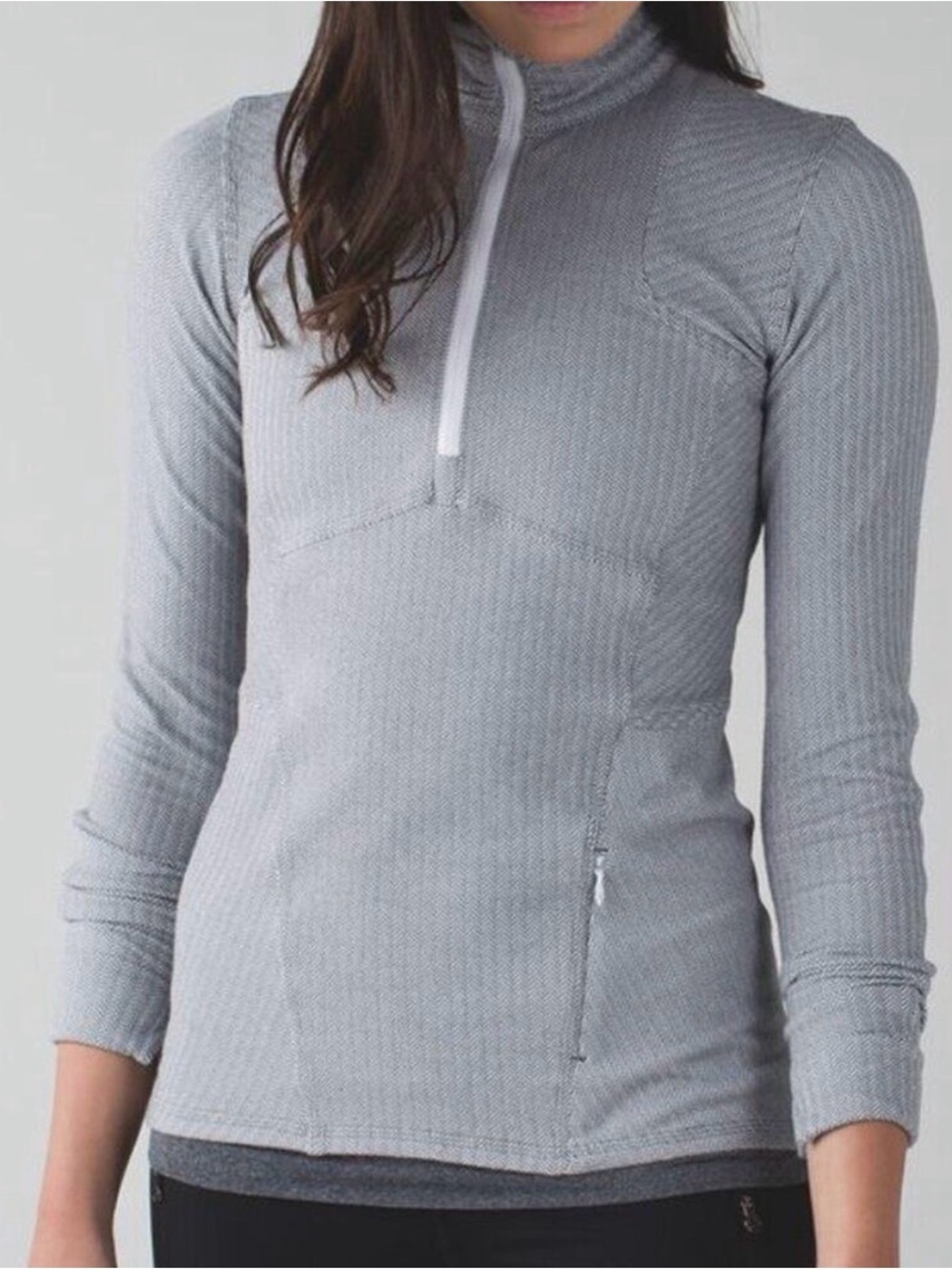 Lululemon Gray Half-Zip Thermal Hereingbone Quarter Zip Size 4 Y2K Vintage